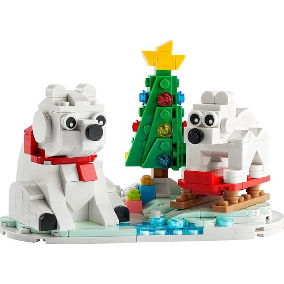 LEGO Wintertime Polar Bears 40571 Christmas Dcor Building Kit, Polar Bear Gift, Great Stocking Stuffer for Kids, Features a Christmas Tree Toy and Two Polar Bear Toys