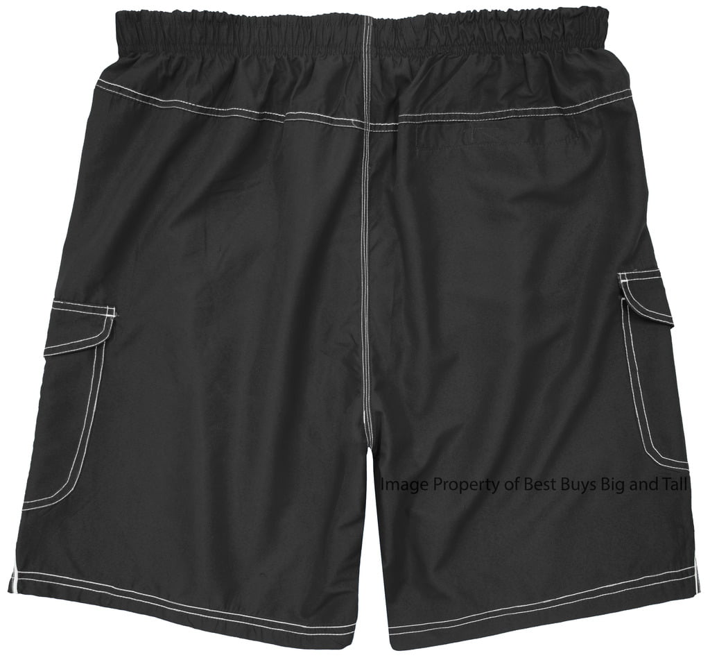 H2O Sport Tech Big & Tall Men’s Cargo Swim Trunks with White Piping 