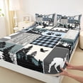 thumbnail image 3 of Homewish Rustic Bohemain Tribal Twin Sheet Sets,Safari Wolves Deer Twin Fitted Sheet,Blue Gray White Flat Sheet For Men Women,Super Cozy Room Decor,3pcs, 3 of 7