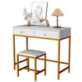 thumbnail image 2 of Ciumeeo Writing Desk with Cushioned Stool Set, 2 Drawers, for Home Office, 35.4''x15.7'', White, 2 of 10