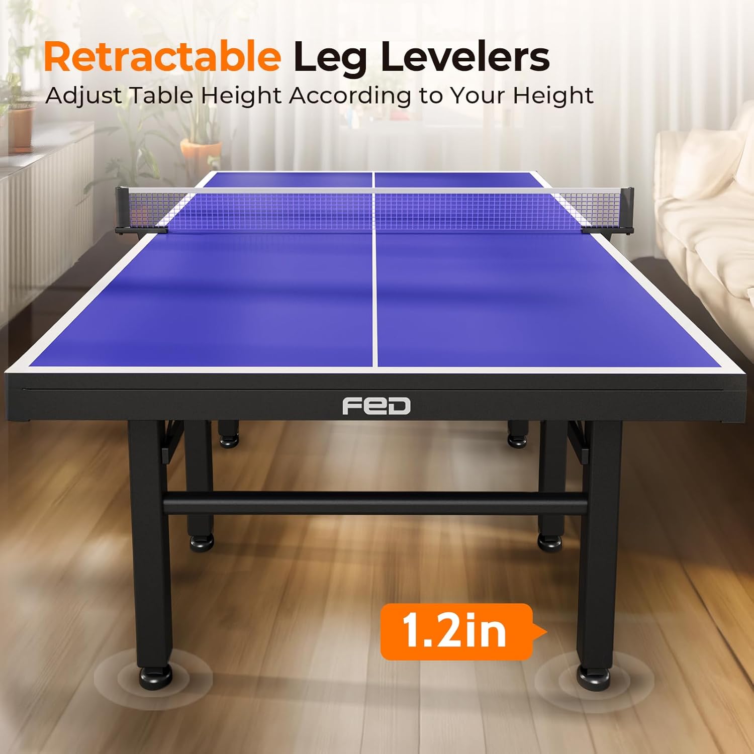 Ping Pong Table, 16mm Thick Tabletop Professional Table with Quick Clamp Net and Paddle, Tournament Quality, 10 Minute Easy Assembly, Weatherproof Indoor & Outdoor