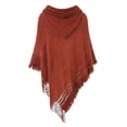 thumbnail image 2 of Xuyuer Women's Plus Size Fringe Cape Knit Hooded Tunic - Bohemian Style Cover-Up for Layered Casual Outfits and Statement Fashion, 2 of 3