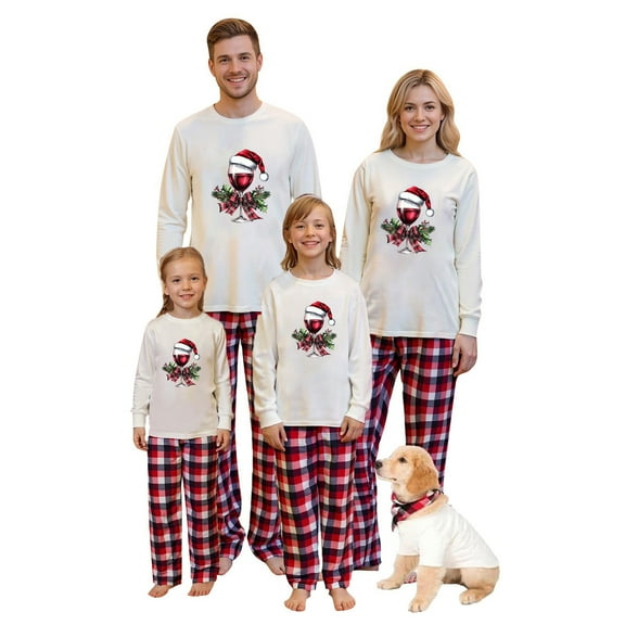 Busydd Family Pajamas Matching Sets Fashion Holiday Print Christmas Pajamas Two Piece Long Sleeve Round Neck Tops and Pants Family Christmas Pjs