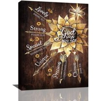 Scripture Christian Wall Art Farmhouse Sunflower Butterfly Quotes Wall Decor Jesus Bible Religious Canvas Painting Motivational Pictures Rustic Framed Artwork for Living Room Bedroom Bathroom 12"x16"