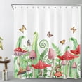 thumbnail image 1 of Red Mushroom Shower Curtain for Bathroom,Green Leaf Botanical with Colorful Butterfly on White Background Fabric Shower Curtain with Hooks,Farmhouse Vintage Bathroom Curtains Shower Set,72x78 inches, 1 of 6