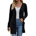 thumbnail image 3 of Women'S Fall Fashion Cardigan Soft Knit Cardigan for Women Long Sleeve Open Front Coat with Pockets Black L, 3 of 8