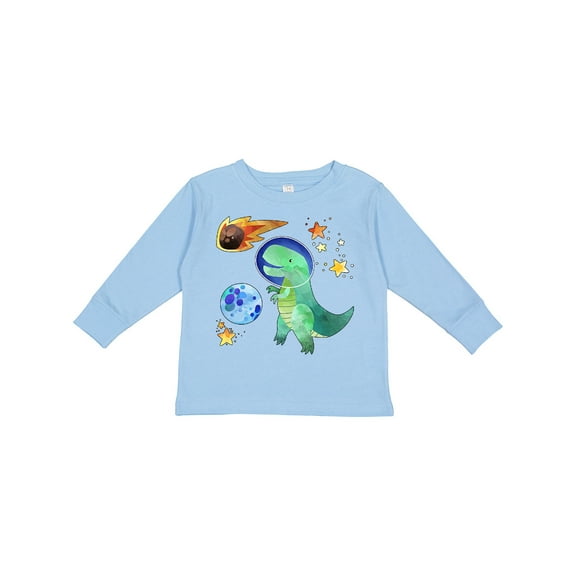 Inktastic Tyrannosaurus Rex vs. Meteor Fun Space Dinosaur Boys or Girls Long Sleeve Toddler T-Shirt