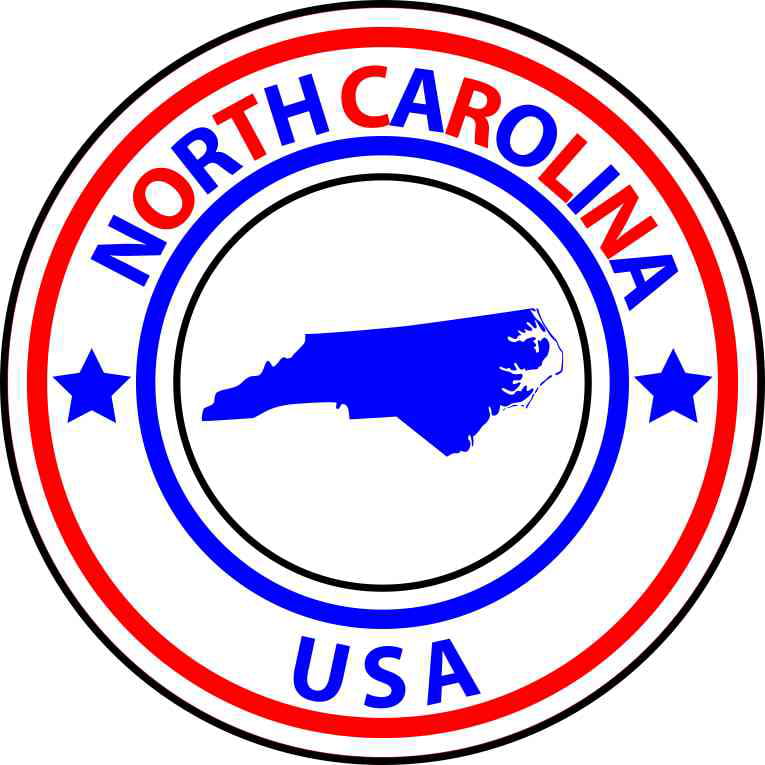 North Carolina USA State Glossy Seal Car Bumper Sticker Decal 5'' x 5'' 
