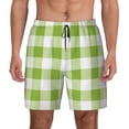 thumbnail image 2 of Picia White Green Plaid pattern Mens Swim Trunks with Compression Liner Stretch Beach Shorts Quick Dry with Zipper Pockets No-Chafing Board Shorts-3X-Large, 2 of 9