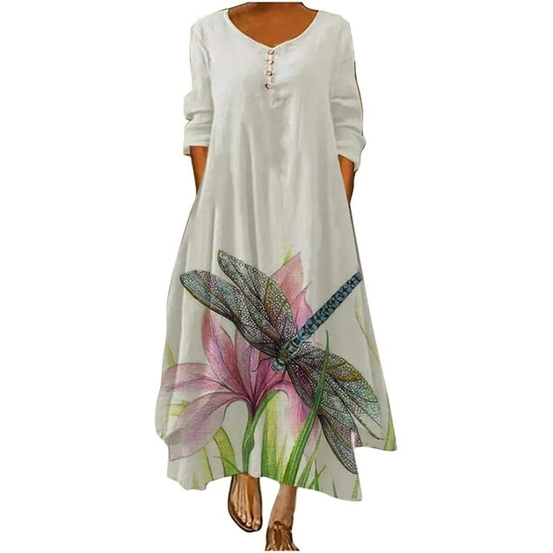 Pisexur Femmes Automne Robe Coton Lin Irr guli re Double Couche