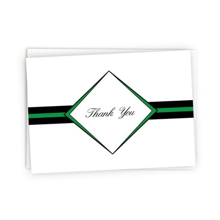 Diamond Thank You Cards - 24 Cards & Envelopes (Best Green White Cards)