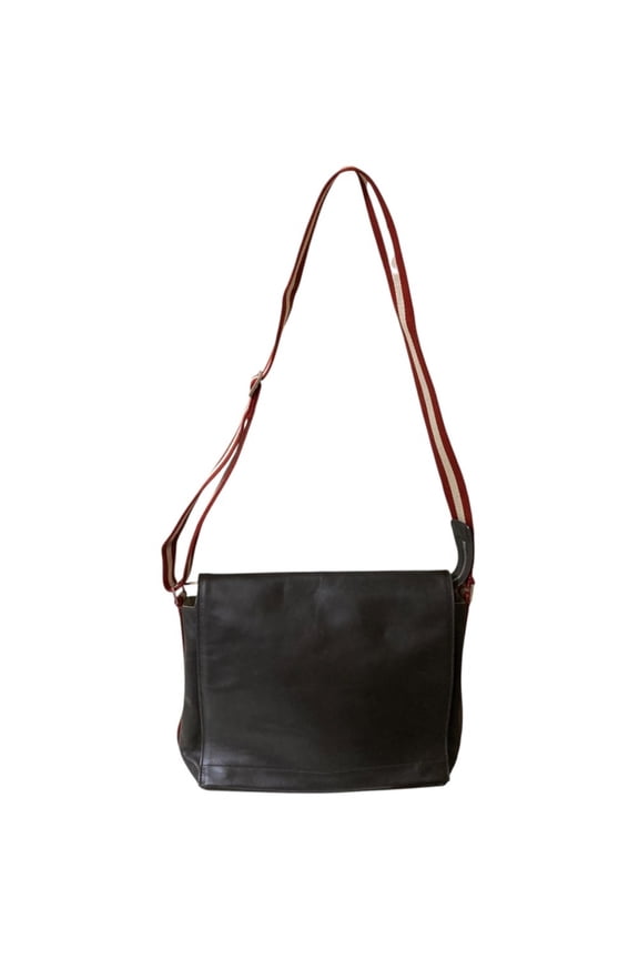 Pre-Owned BALLY Striped Strap Leather Shoulder Bag Brown Men's (Good)