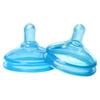 The First Years 2 Count GumDrop Wide Neck Nipples, Blue, Medium Flow