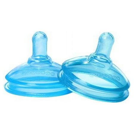 The First Years 2 Count GumDrop Wide Neck Nipples, Blue, Medium Flow
