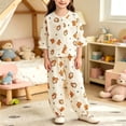 thumbnail image 4 of Cethrio Girls' Knitted Pajama Sets, Crew Neck 3/4 Sleeve Casual Comfy Kids' Sleepwear Orange Size 2-3 T, 4 of 4