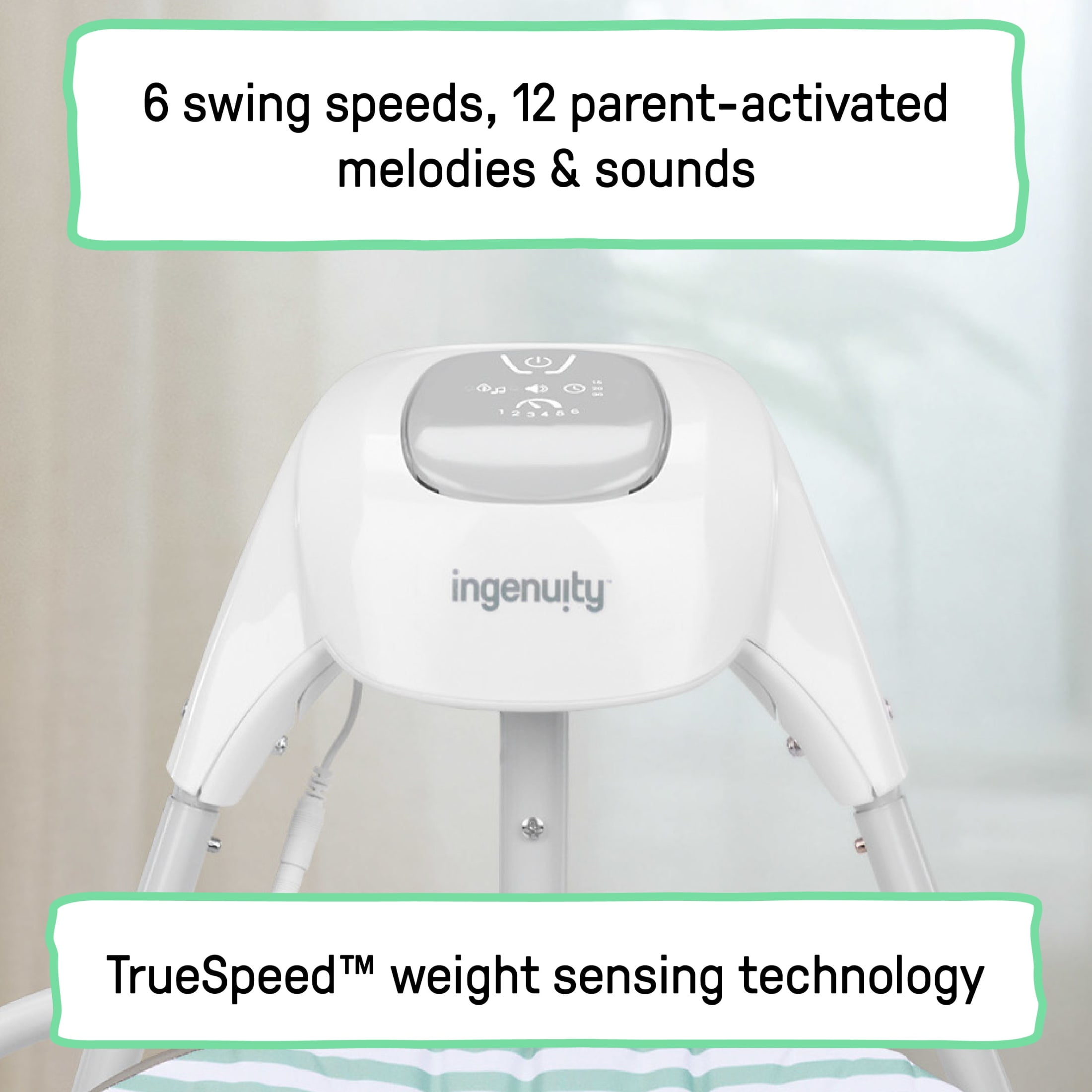 Ingenuity Simple Comfort Piano Playtime 4-in-1 Baby Swing & Rocker, Infants Ages 0-24 Months