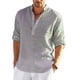 thumbnail image 4 of Camisa de lino de manga larga para hombre, camisa informal de algodón y lino, Top S-5xl, nuevo gratis, 4 of 4
