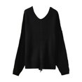 thumbnail image 4 of aDJFDGT Oversized Sweater Vest Xxl Women's Loose Long Sleeve V Neck Drawstring Backless Sweater Knitted Pullover, 4 of 4