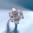 thumbnail image 3 of 11*15MM Engagement Anniversary Ring 3 Stones Emerald Cut Cocktail Ring 925 Sterling Silver CZ Simulated Yellow Diamond Ring Jewelry Box Packed, 3 of 7