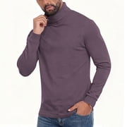 Men's Base Layer Shirt Long Sleeve Turtleneck Solid Pullover Tops Purple 2XL