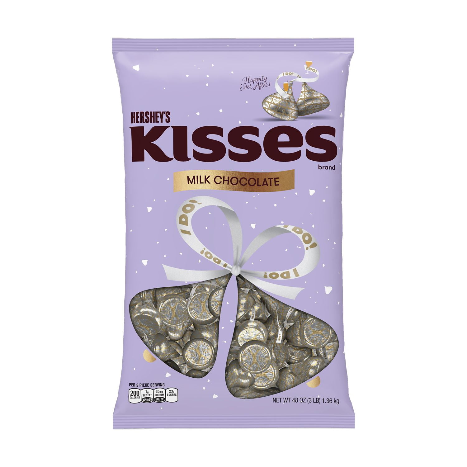 HERSHEY'S KISSES Milk Chocolate Wedding Candy, Individually Wrapped, 48