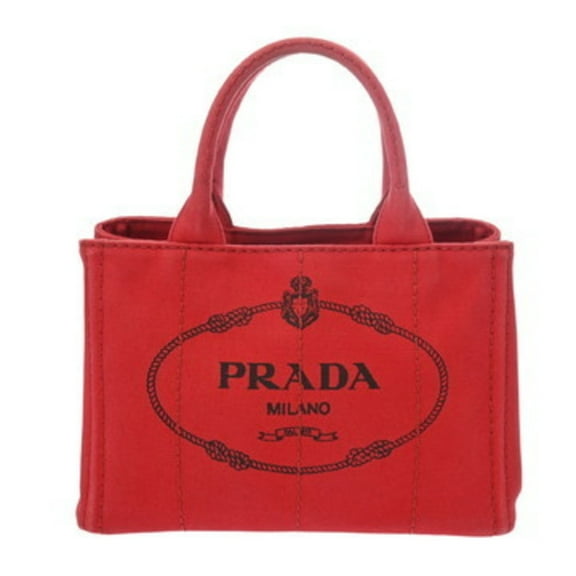 Pre-Owned PRADA Prada Canapa Mini Red 1BG439 Women's Canvas Handbag (Fair)