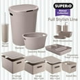 thumbnail image 6 of Decorative Plastic Bathroom Accessories Set, Taupe (Set of 4) Soap Dish, Liquid Dispenser, Toothbrush Holder Cup, Vanity Organizer Tray - Bath Accessory Countertop Decor Gift - Ribbed Design, 6 of 7