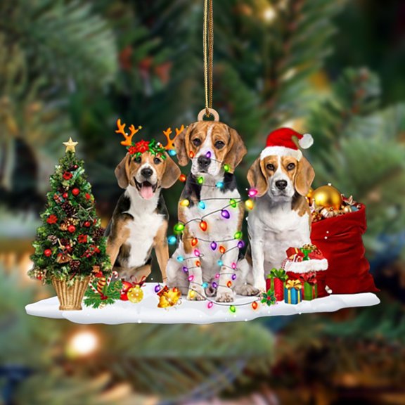 Acrylic 2D FLAT Beagle-Christmas Dog Friends Hanging Ornament