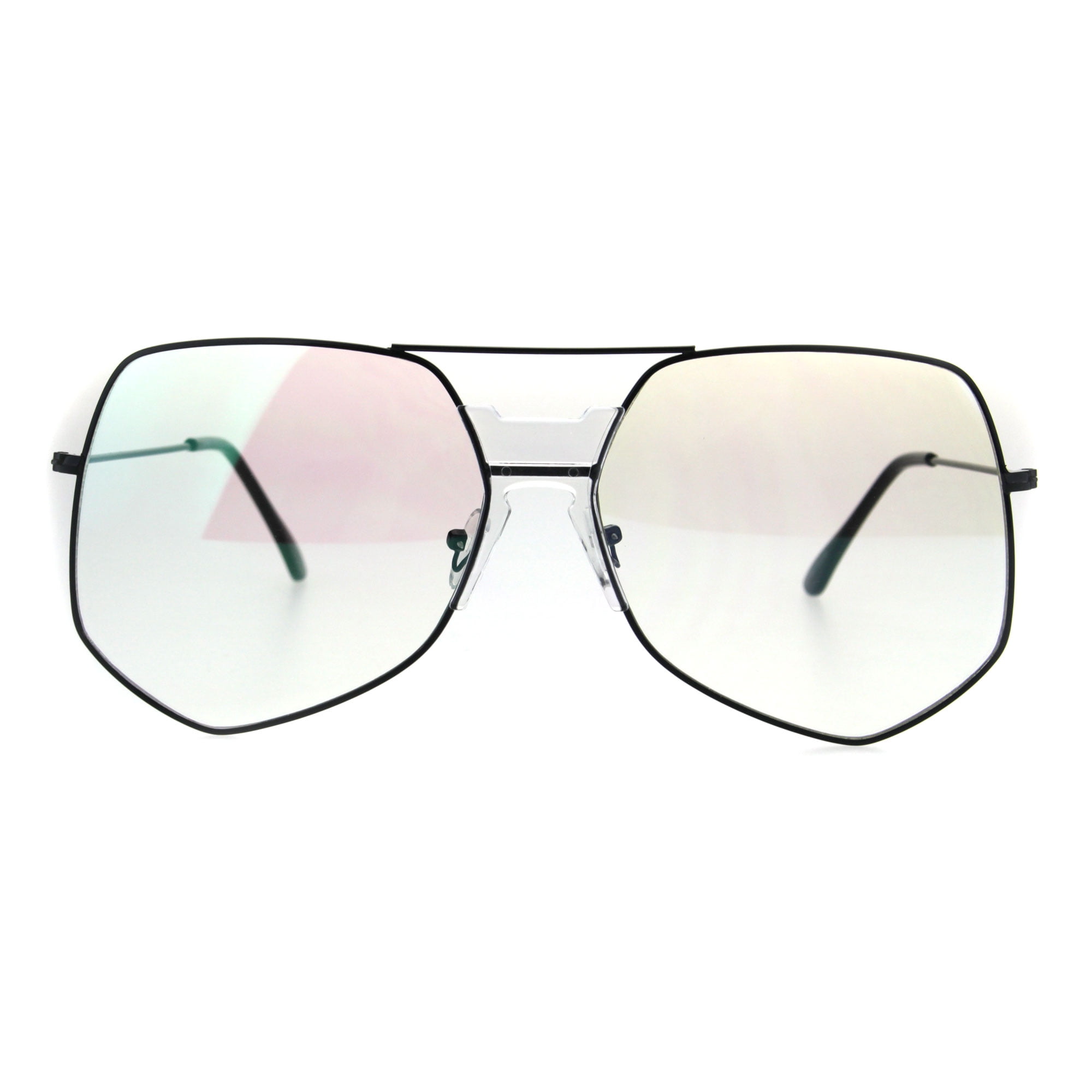 Retro Vintage Style Oversize Large Octagonal Metal Rim Eyeglasses Black