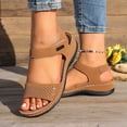 thumbnail image 6 of Eltusu Women's Flat Sandals, Open Toe Soft Bottom Casual Ankle Strap Summer Shoes Brown Size 8.5, 6 of 8