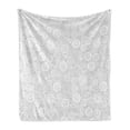 thumbnail image 1 of Grey Soft Flannel Fleece Throw Blanket, Different Sized Circles and Rounds Simple Geometric Style Graphic Print Shabby Home, Cozy Plush for Indoor and Outdoor Use, 50" x 60", Grey White, by Ambesonne, 1 of 5