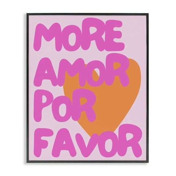 Stupell Industries More Amor Por Favor Text & Numbers Painting Black Framed Art Print Wall Art, 11 x 14