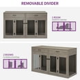 thumbnail image 3 of Dextrus Large Dog Crate Furniture for 2 Dogs, 60" Wooden Dog Kennel with Double Doors and 2 Drawers, Heavy Sturdy Dog Kennel for Medium Large Dog, Indoor Double Dog Cage,Gray, 3 of 6