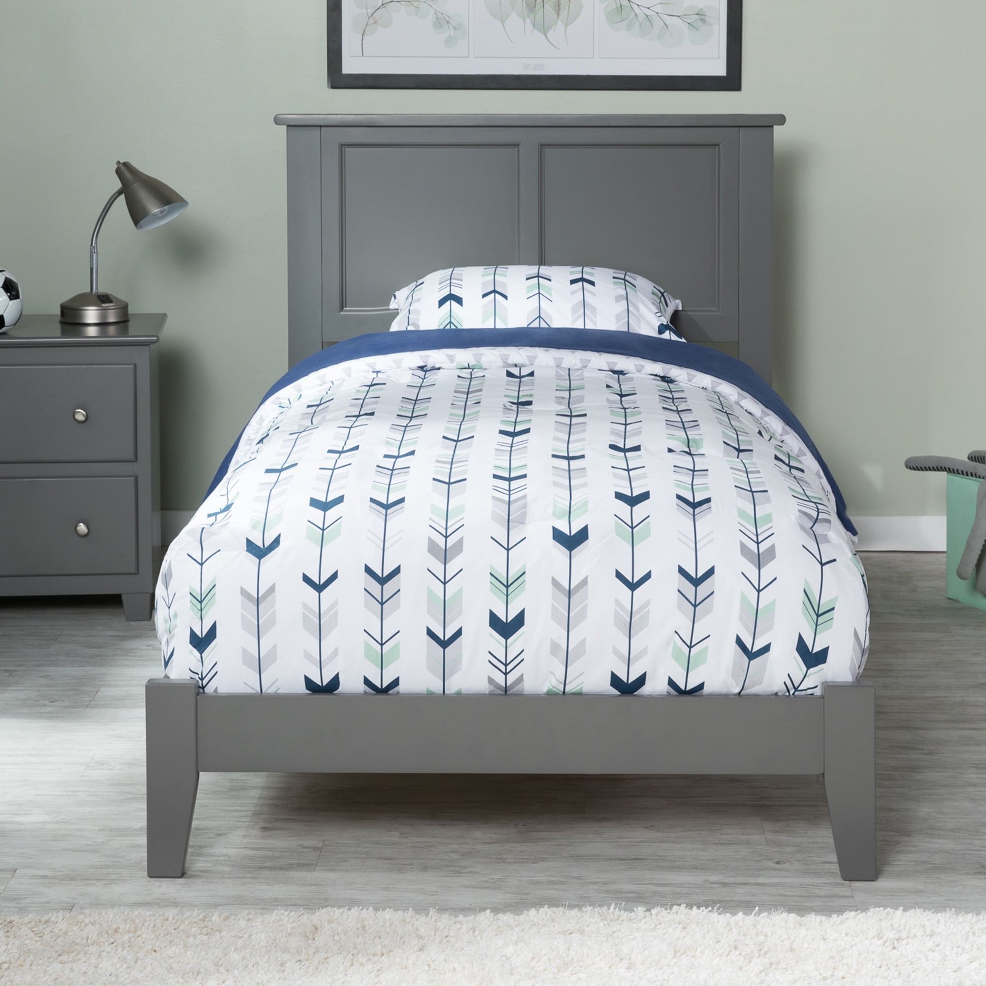AFI Madison Twin Solid Wood Foundation Bed, Grey
