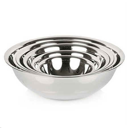 (Set of 6) SafePro Mixing Bowls Standard Weight Stainless Steel, Mirror Finish, 3/4, 11/2, 3, 4, 5, and 8 Qt