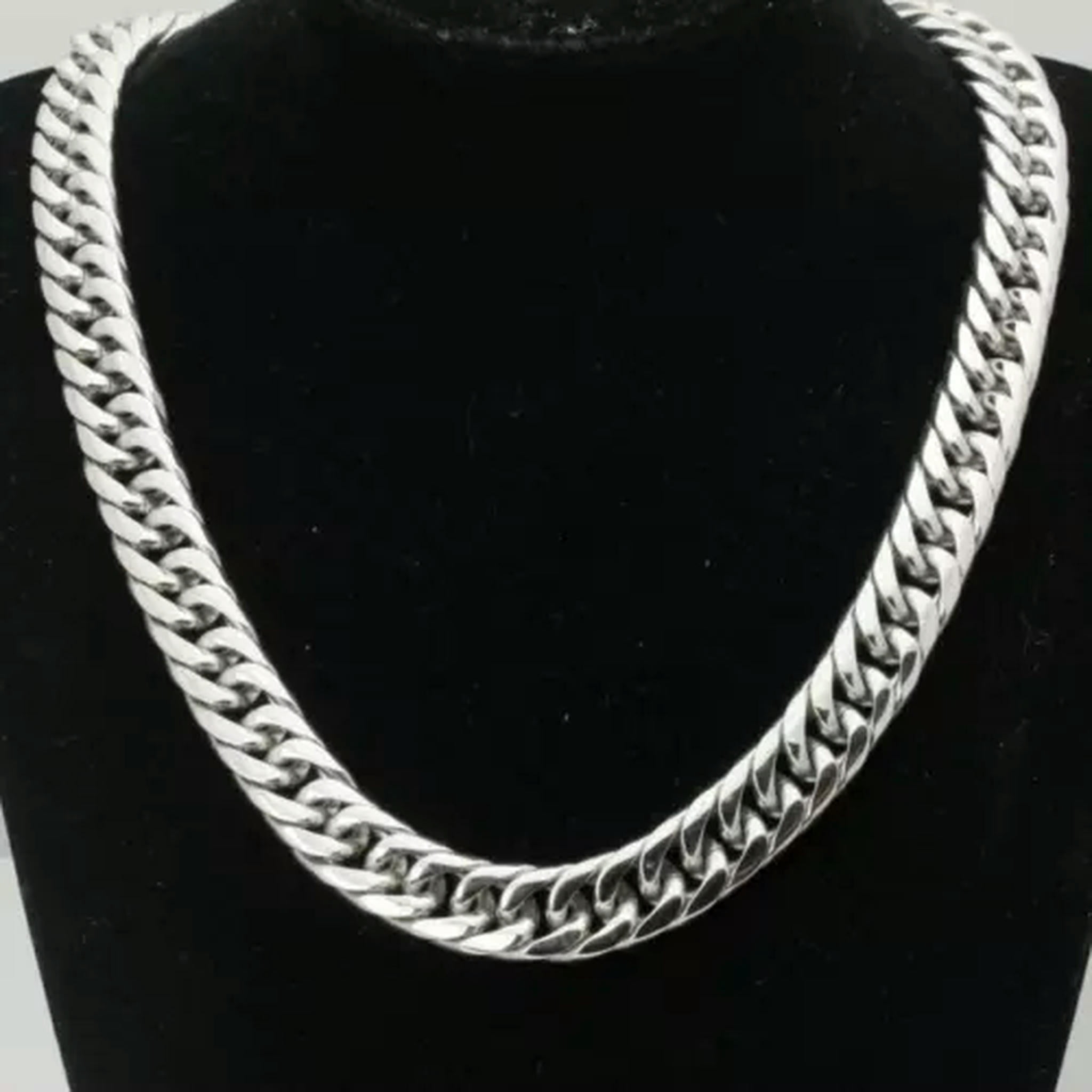 20mm Wide Silver 316L Stainless Steel Curb Cuban Link Chain Necklace Jewelry