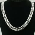 thumbnail image 5 of 20mm Wide Silver 316L Stainless Steel Curb Cuban Link Chain Necklace Jewelry, 5 of 7