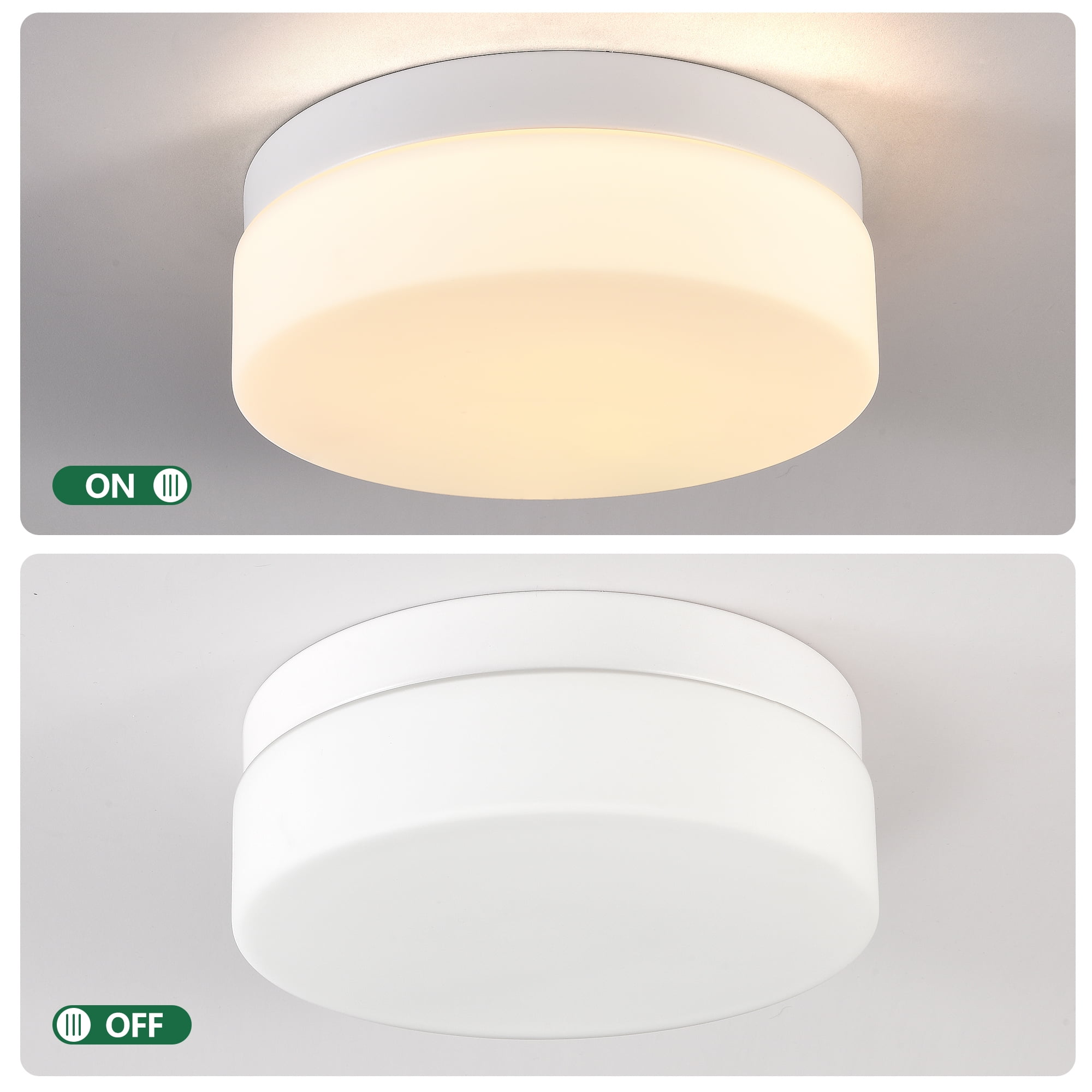Jopath 12 Inch LED Flush Mount Ceiling Light, Modern Kitchen Recessed Ceiling Lamp Closet Round Surface for Bathroom Laundry Bedroom Hallway Black White