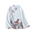 thumbnail image 2 of Neewe Linen Embroidered Womens Long Sleeve Shirts Casual Summer Fashion Ladie Tops Loose Fit Spring Lightweight Clothes Beach Vacation, 2 of 5