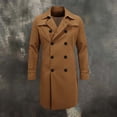 thumbnail image 4 of uublik Mens Trench Coat Brown Long Sleeve Classic Overcoat Open Front Cardigan Jacket, 4 of 6