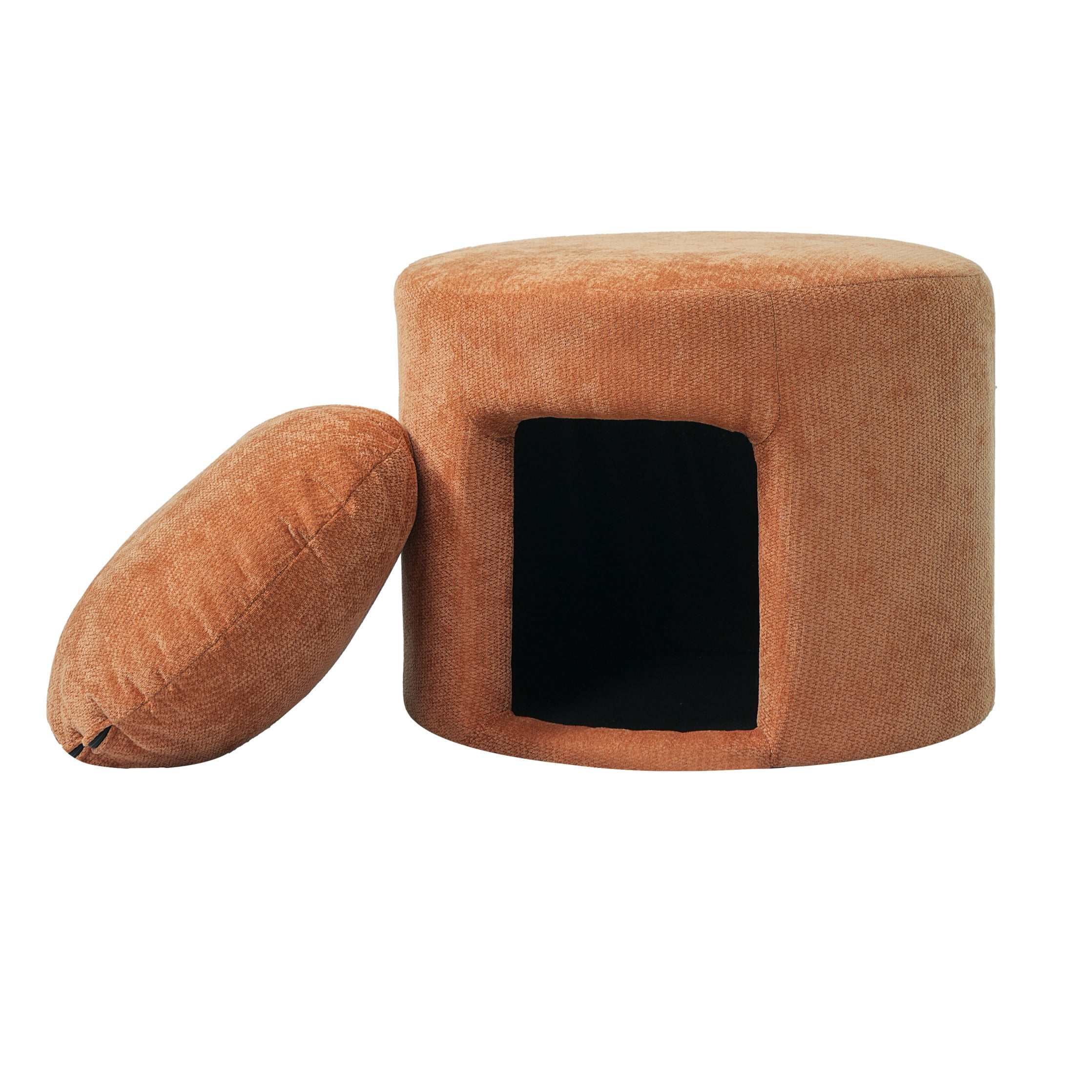 Christopher Knight Home 23.6" Pet Friendly Ottoman with Removable Cushion and Hidden Nook, Orange