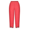 thumbnail image 4 of Mitankcoo Loose Capri Pants for Women - Plus Size Elastic High Waist Pants Casual Wide Leg Lounge Pants Pink Pants Size L, 4 of 4
