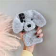 thumbnail image 4 of Dog Case Compatible with Galaxy S23 Ultra Cute 3D Plush Fluffy Dog Case Cartoon Case Fashion Luxury Fur Hair Fuzzy Wool Face Soft Back Cover Shockproof Protective for Women and Girls Girly Gray, 4 of 13