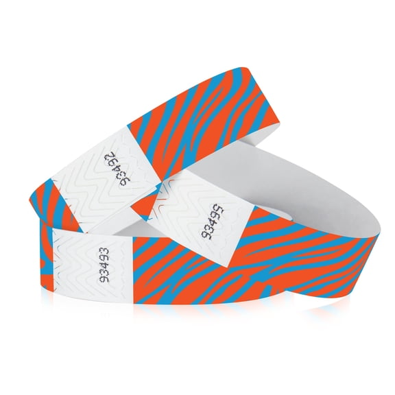 500 Tyvek WristCo Wristbands for Events | Neon Zebra | Water-proof Tamper-Proof Designs Prevents Reuse – Premium Grade Bracelet for Hospitals & Medical ID, Party, VIP Identification, USA Made