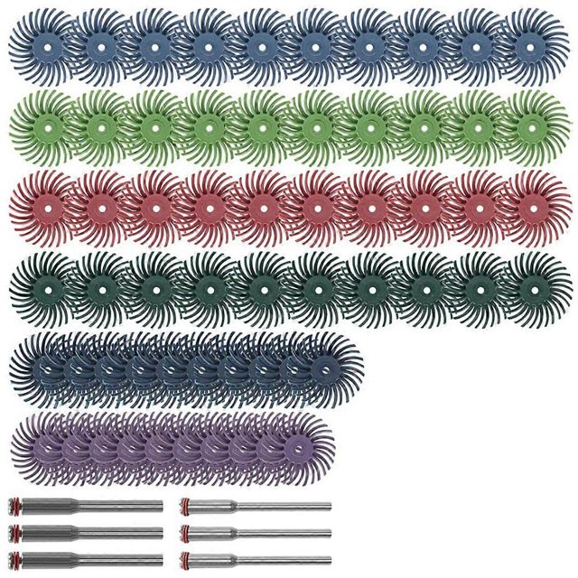 66Pcs 1 Inch Radial Bristle Disc Kit with 1/8In Shank for Rotary Tools,Detail Abrasive Brush for Jew
