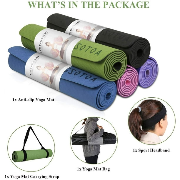 Yoga Mat Non Slip, Thick Yoga Mat Fitness Exercise Mat with Easy-Cinch Yoga  Mat Carrier Strap, Tapis Yoga, Workout Mats for Home Gym 