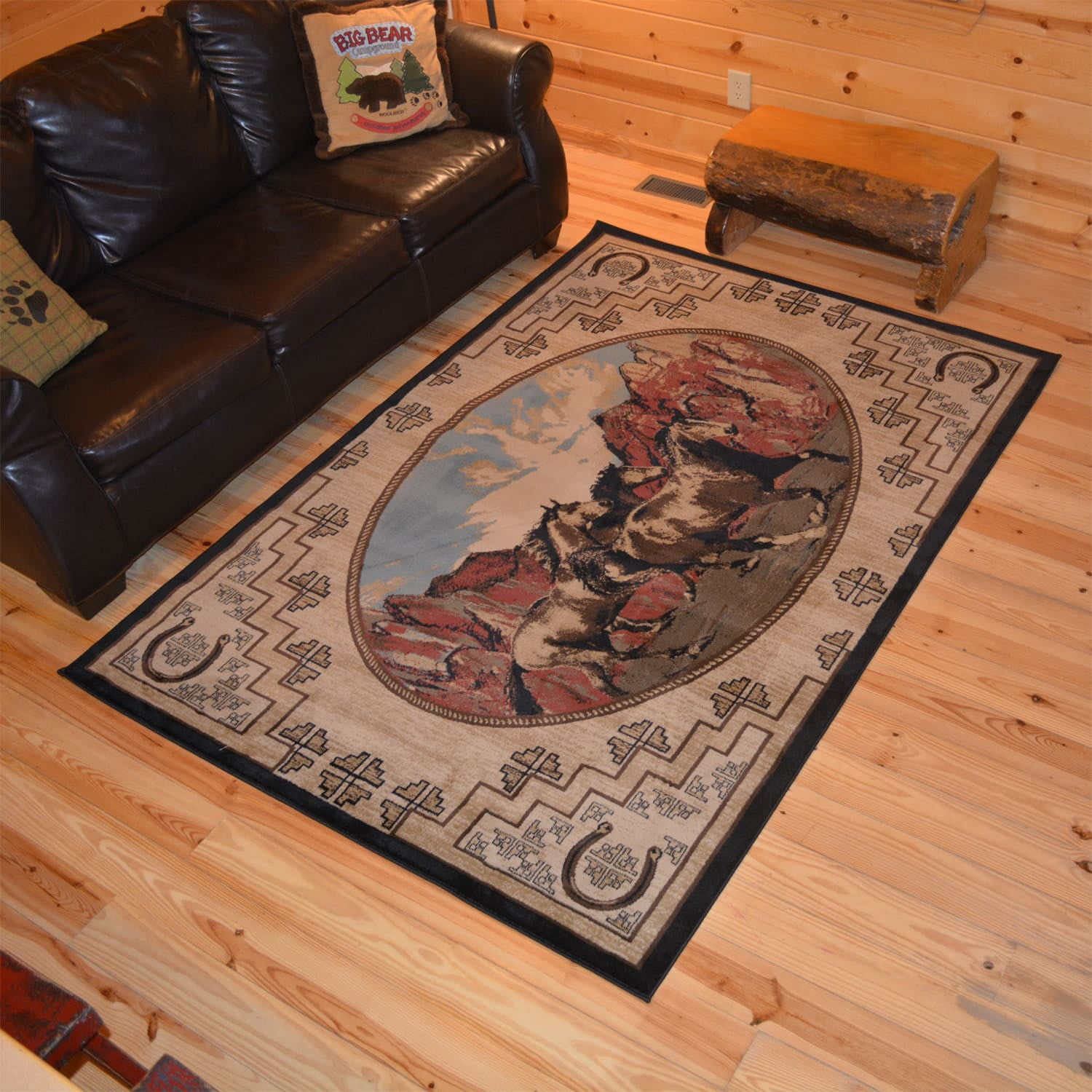 Lodge King Great Escape Western Horse Area Rug