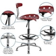 thumbnail image 2 of Vibrant Wine Red and Chrome Drafting Stool with Tractor Seat, 2 of 9