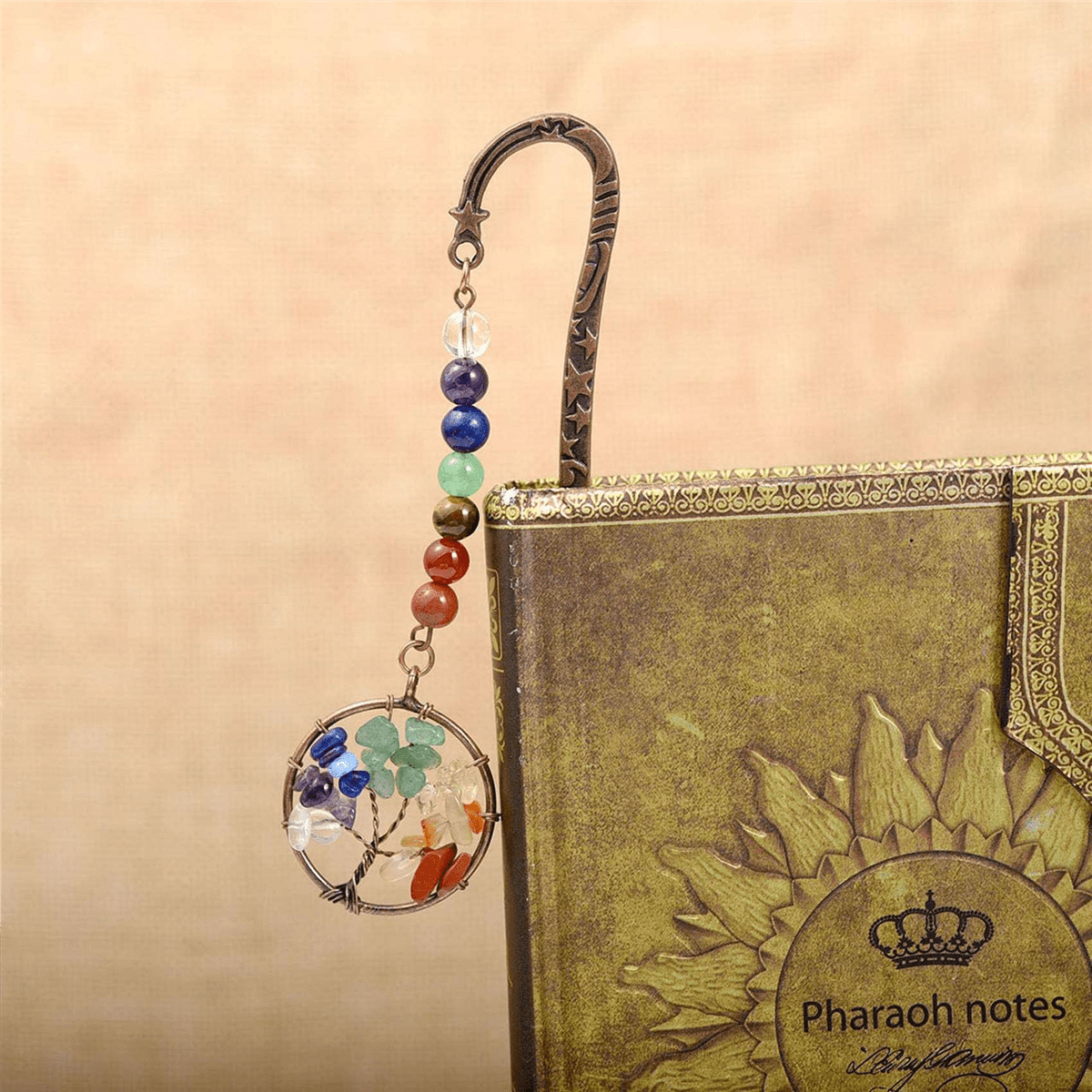 10X Chakra Crystal Bookmark Vintage Metal Tree Bookmarks for Women Student Teacher Graduation