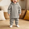 thumbnail image 5 of Linfrsh Fall Outfit for Toddler Girl Thickened and Winter Sports Suit for Boys and Girls Casual Pullover Hoodie Long Pants Two Piece Set, 5 of 8